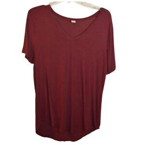Old Navy Luxe Blouse Women's Burgundy Color Size M Short Sleeve Pullover Top